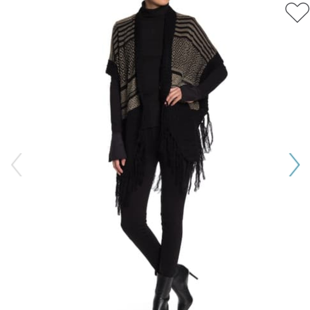 Vertigo Print Fringe Kimono Cardigan #007 - Picture 5 of 6